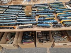 HORNBY 00 GUAGE ELECTRIC TRAINS CARRIAGES, ROLLING STOCK, TRACK SIDE BUILDINGS, TRANSFORMERS, ETC