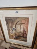 W DUNCAN 1900, THREE LADIES SPINNING AND WEAVING, WATERCOLOUR SIGNED LOWER RIGHT