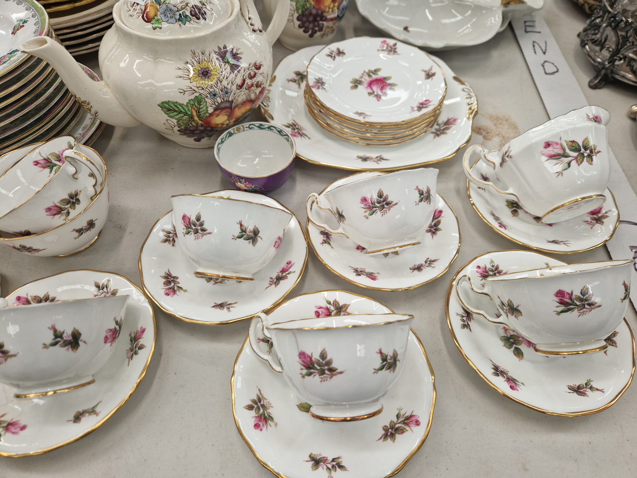 ADDERLEY, COALPORT AND SPODE TEA WARES, FISH DECORATED PLATES, SARREGUEMINES FRUIT PLATES, ETC. - Image 2 of 13