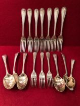 A HALLMARKED SILVER PART CUTLERY SET.