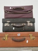 THREE LEATHER SUIT OR VANITY CASES