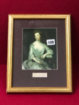 A 18th CENTURY SIGNATURE OF THE DUCHESS OF MARLBOROUGH FRAMED A LATER PORTRAIT PRINT