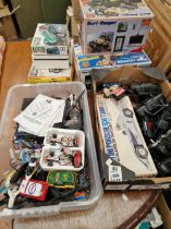 SEVEN BOXED REMOTE CONTROL VEHICLES BY TRONICO AND OTHERS, A NUMBER OF REMOTES, TWO HELICOPTERS, DIE