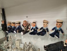 ELEVEN SAILOR DOLLS WITH NAMED CAP BADGES, ONE LABELLED FOR NORAH WELLINGS