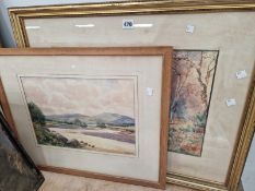 TWO WATERCOLOUR RIVER SCENES, ONE SIGNED G HEALEY