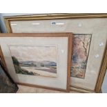 TWO WATERCOLOUR RIVER SCENES, ONE SIGNED G HEALEY