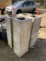 FOUR LARGE CONCRETE PEDESTAL PLANTERS (4)