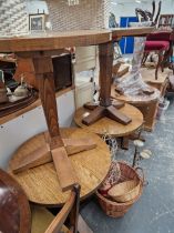 SIX OAK PUB TABLES.