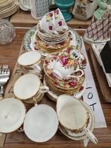 FENTON AND ROYAL STAFFORD ROSE DECORATED TEA WARES TOGETHER WITH A CANTON DISH