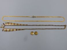 TWO 9ct HALLMARKED GOLD NECKLACES TO INCLUDE A THREE COLOUR CLEOPATRA STYLE NECKLACE, LENGTH