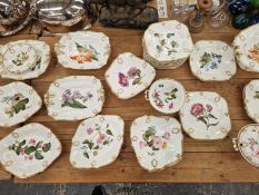 A FINE EARLY 19th C. PORCELAIN DESSERT SERVICE, HAND PAINTED WITH NAMED FLORAL BOTANICAL SPECIMENS