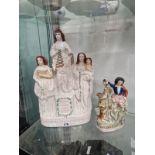 A 19th C. STAFFORDSHIRE FAITH, HOPE AND CHARITY GROUP TOGETHER WITH A SCOTSMAN FIGURE