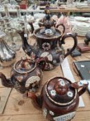 FOUR BARGE WARE TEA POTS AND COVERS