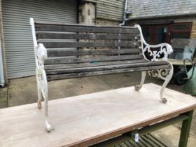 TWO METAL END GARDEN BENCHES