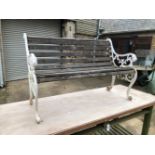 TWO METAL END GARDEN BENCHES