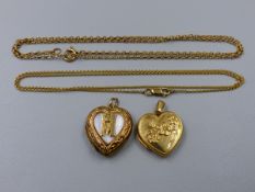 A 9ct HALLMARKED GOLD LOCKET WITH A FOLIATE PATTERN TO FRONT SUSPENDED ON A 9ct GOLD BELCHER LINK