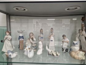LLADRO AND OTHER FIGURES TO INCLUDE A COPENHAGEN GIRLS SEATED KNITTING