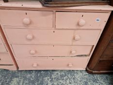 A VICTORISN PAINTED PINE CHEST OF DRAWERS.