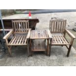 A TEAK GARDEN BISTRO SET