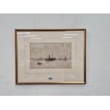 JOHN RUSSELL, SHIPPING IN AN ESTUARY, WATERCOLOUR SIGNED LOWER RIGHT