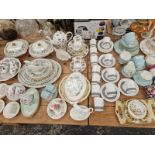 WEDGWOOD, COALPORT, AYNSLEY, CALYPSO AND OTHER TEA WARES TOGETHER WITH A MYOTTS PART DINNER SET