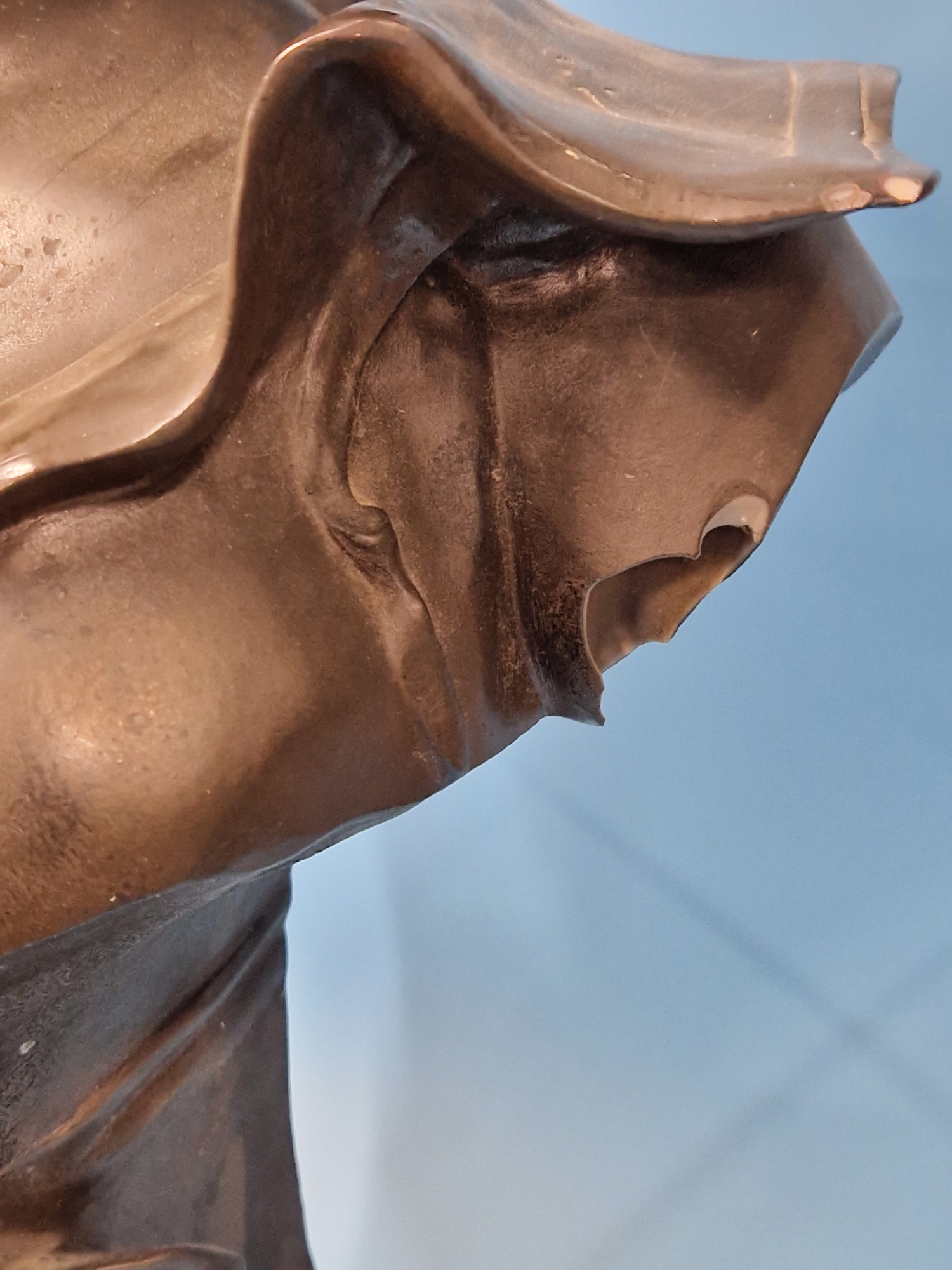 A BRONZED COMPOSITION BUST LABELLED LA CANOTIERE PAR DUTRION, SHE WEARS A CAP AND HAS ANCHORS ON THE - Image 10 of 10