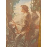 AFTER GEORGE FREDERIC WATTS, SIR GALAHAD, COLOUR PRINT, 31.5 x 60.5cms.