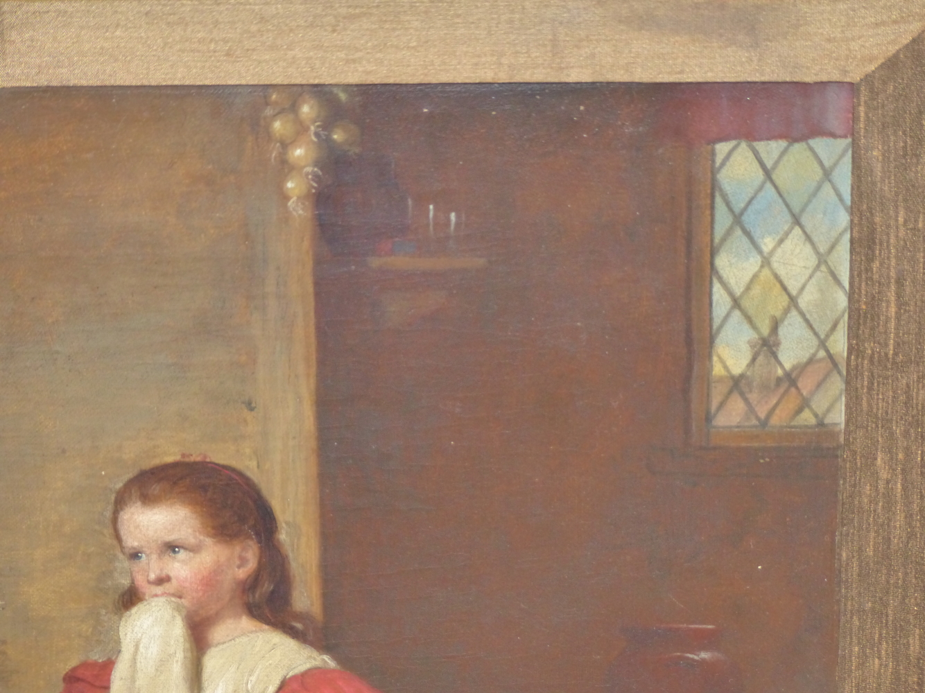 CONTINENTAL SCHOOL (19TH CENTURY), YOUNG GIRL WITH A BROKEN JUG IN AN INTERIOR, OIL ON CANVAS, 39 - Image 8 of 9