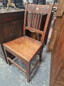 A 19th C. OAK AND A MAHOGANY CHAIR, EACH WITH SOLID SEATS