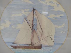 R. MAXWELL. (20TH CENTURY). A GAFF RIGGED CUTTER. DRAUGHTSMANS PEN AND INK. SIGNED L/R DATED 1983.