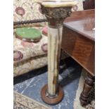 A GREEN ONYX AND GILT METAL FLUTED COLUMNAR STAND