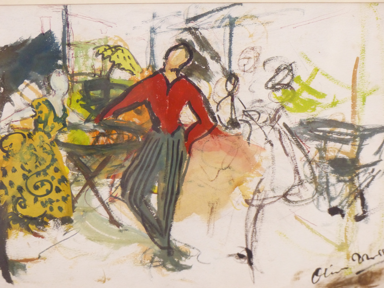 OLIVER MESSEL (1904-1978) ARR, FASHIONABLE FIGURES IN A CAFE, INDISTINCTLY SIGNED, GOUACHE, 31.5 x - Image 3 of 7