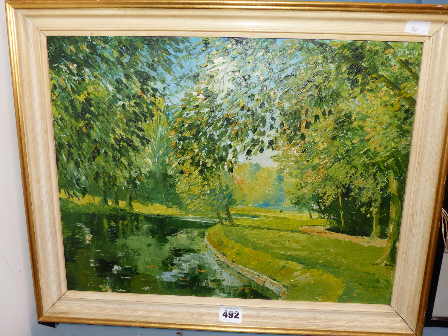 JOHN ATKINS (20TH CENTURY), THE CHERWELL AND CHRISTCHURCH MEADOWS, OIL ON BOARD, 44 x 34cms.
