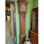 A 19TH CENTURY FRENCH LONGCASE CLOCK CASE FITTED WITH A BRASS DIAL (NO MOVEMENT)