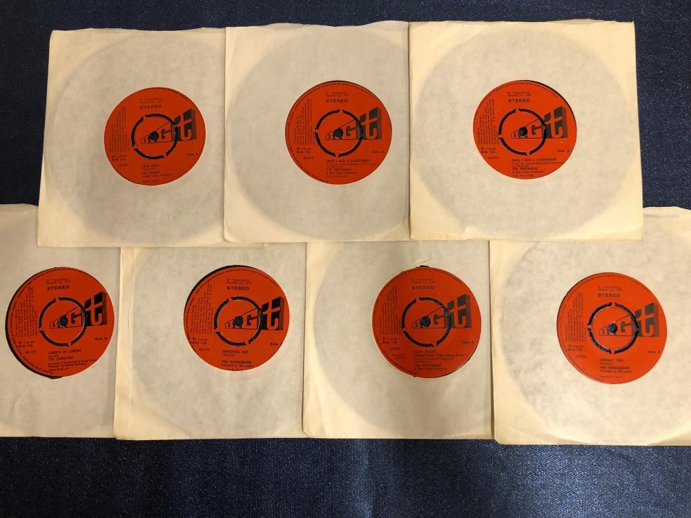 FOLK - 7 x 7" SINGLE RECORDS; THE BIG T LABEL INCLUDING: SALLYANGIE - TWO SHIPS, BIG 126, THE