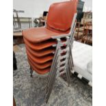 A SET OF SIX RETRO STACKING CHAIRS AFTER GIANCARLO PIRETTI