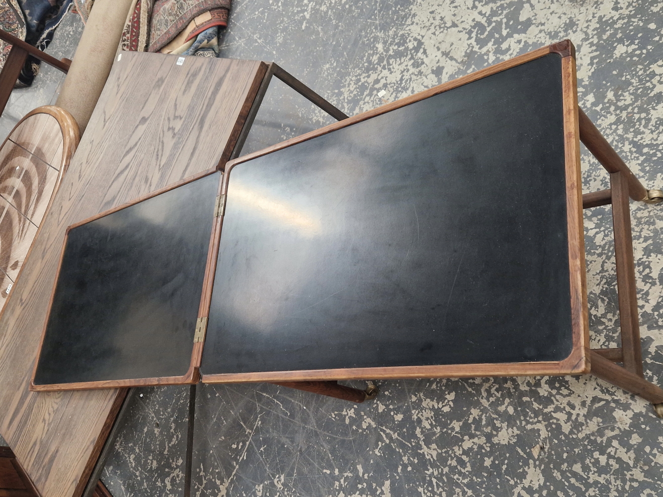 A MID CENTURY ROSEWOOD FOLD OVER TEA TABLE. - Image 2 of 3