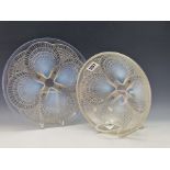 A LALIQUE COQUILLES PATTERN BOWL, ENGRAVED R LALIQUE. Dia. 21cms. TOGETHER WITH A COQUILLES