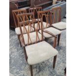 A SET OF SIX G-PLAN TEAK DINING CHAIRS.