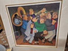 AFTER AND BY BERYL COOK, A PENCIL SIGNED PRINT, JIVING TO THE TUNE OF A TUBA, 128/650, MOUNTED BUT