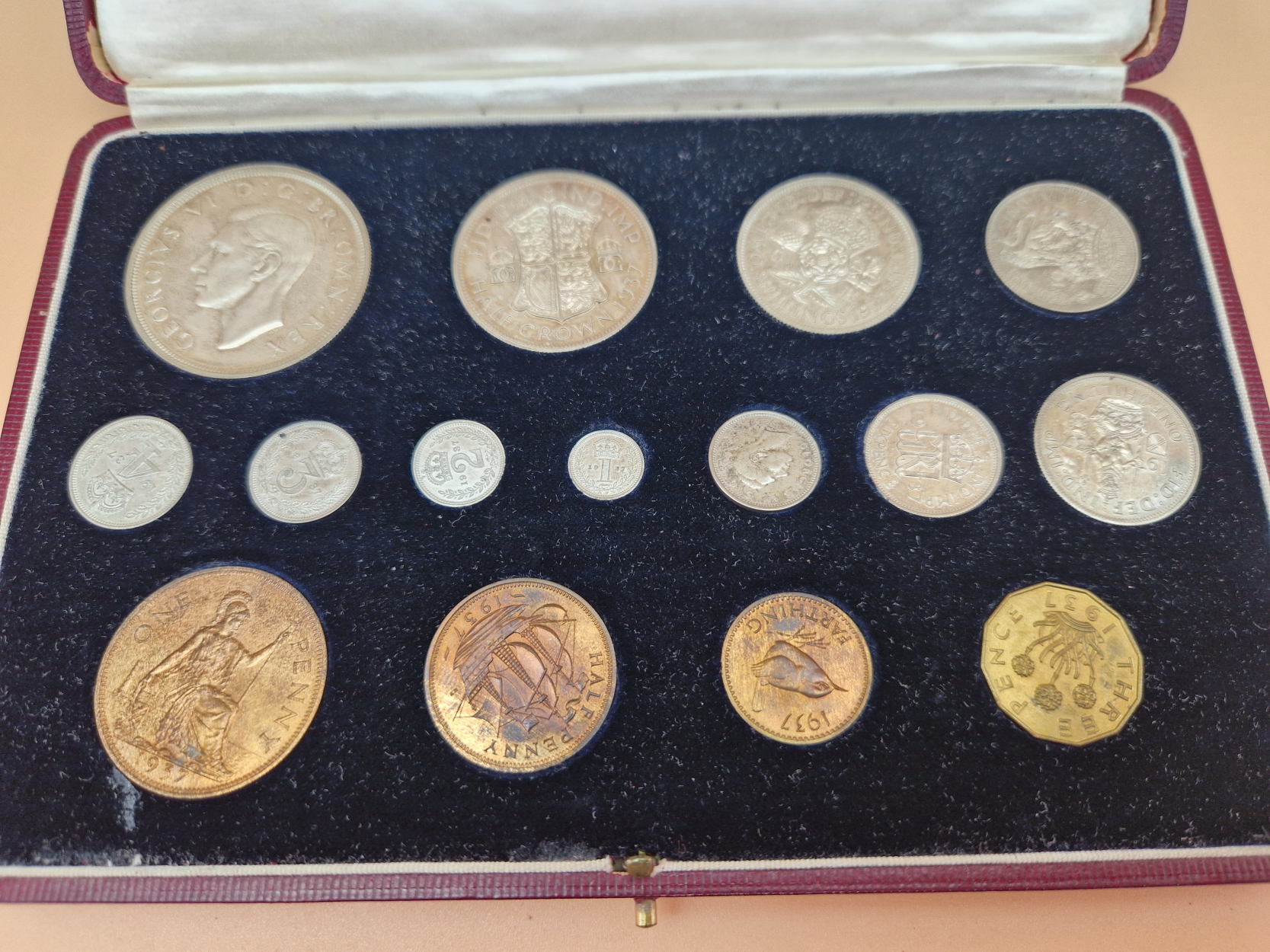 COINS- A 1911 SPECIMEN COIN SET - HALF CROWN TO MAUNDY IN ORIGINAL LEATHER CASE, A 1937 SPECIMEN SET - Image 5 of 7