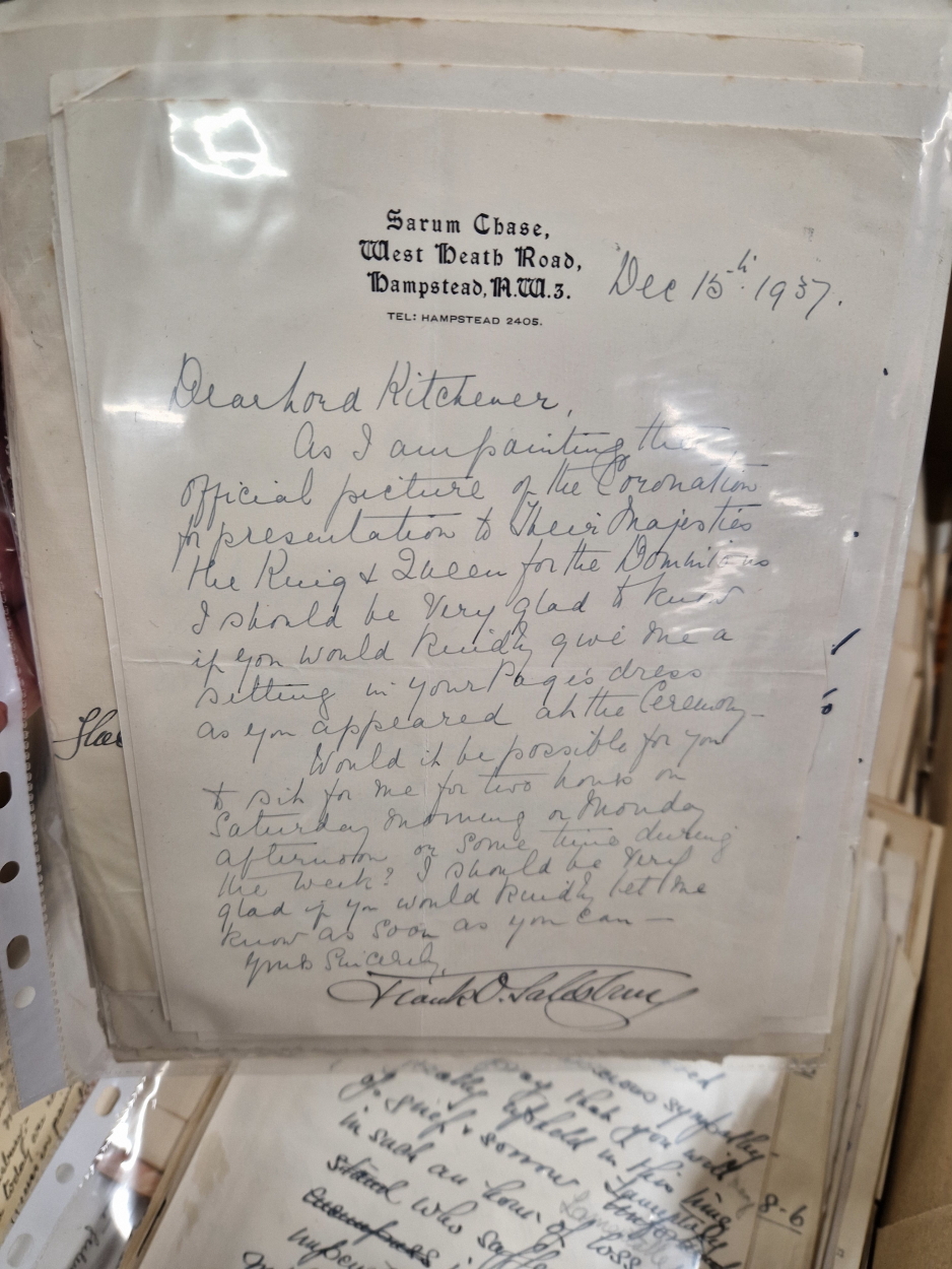 FRANK O SALISBURY (1874-1962), A COLLECTION OF CORRESPONDENCE TO AND FROM THE ARTIST RELATING TO HIS