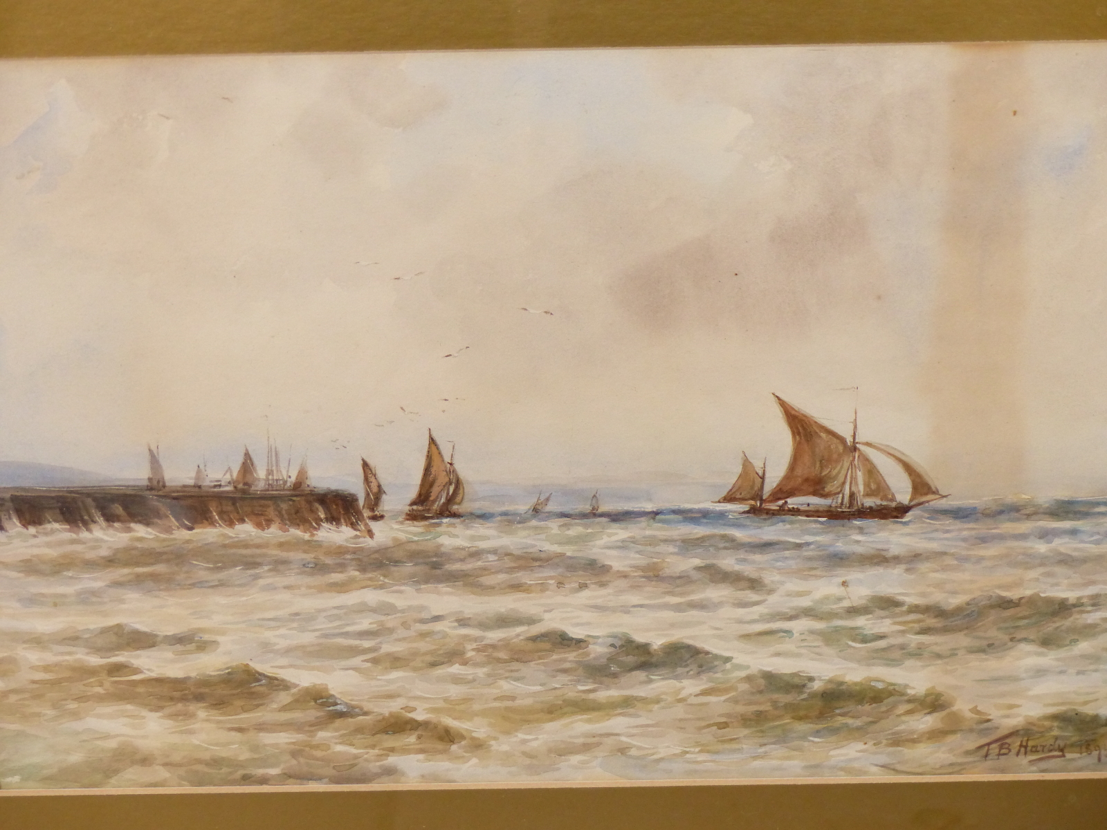 MANNER OF THOMAS BUSH HARDY (1842-1897), SAILING SHIPS IN CHOPPY SEAS, BEARS SIGNATURE AND DATE 1894 - Image 2 of 5