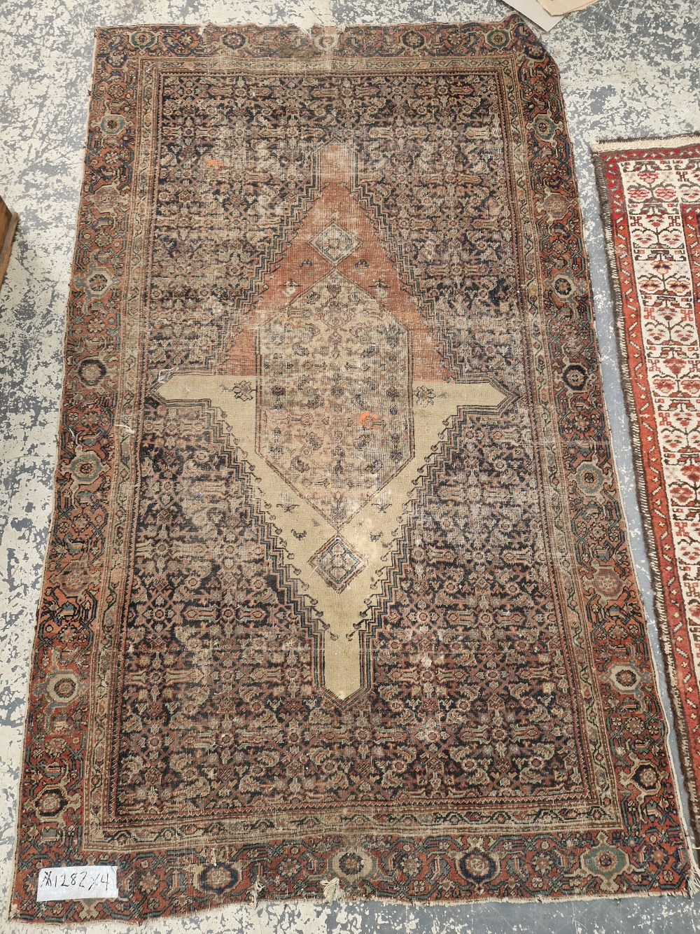 A TURKISH RUG OF CAUCASIAN DESIGN 186 x 109cm, TOGETHER WITH TWO ANTIQUE PERSIAN RUGS AND AN