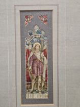 HEATON BUTLER & BAYNE, A STAINED GLASS WINDOW DESIGN DEPICTING ST ALBAN, WATERCOLOUR, 5.5 x 16cms