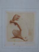 JEAN VYBOUD (1872-1944), NUDE WOMAN KNEELING, SIGNED IN PENCIL, ETCHING, 10 x 11.5cm pl.
