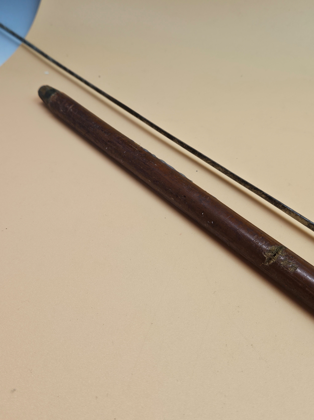 A 19TH CENTURY SWORD STICK, WITH MALACCA CANE AND CARVED HORN HANDLE. - Image 16 of 17