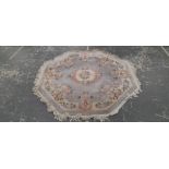 AN UNUSUAL CHINESE AUBUSSON DESIGN OCTAGONAL RUG. D 190cm