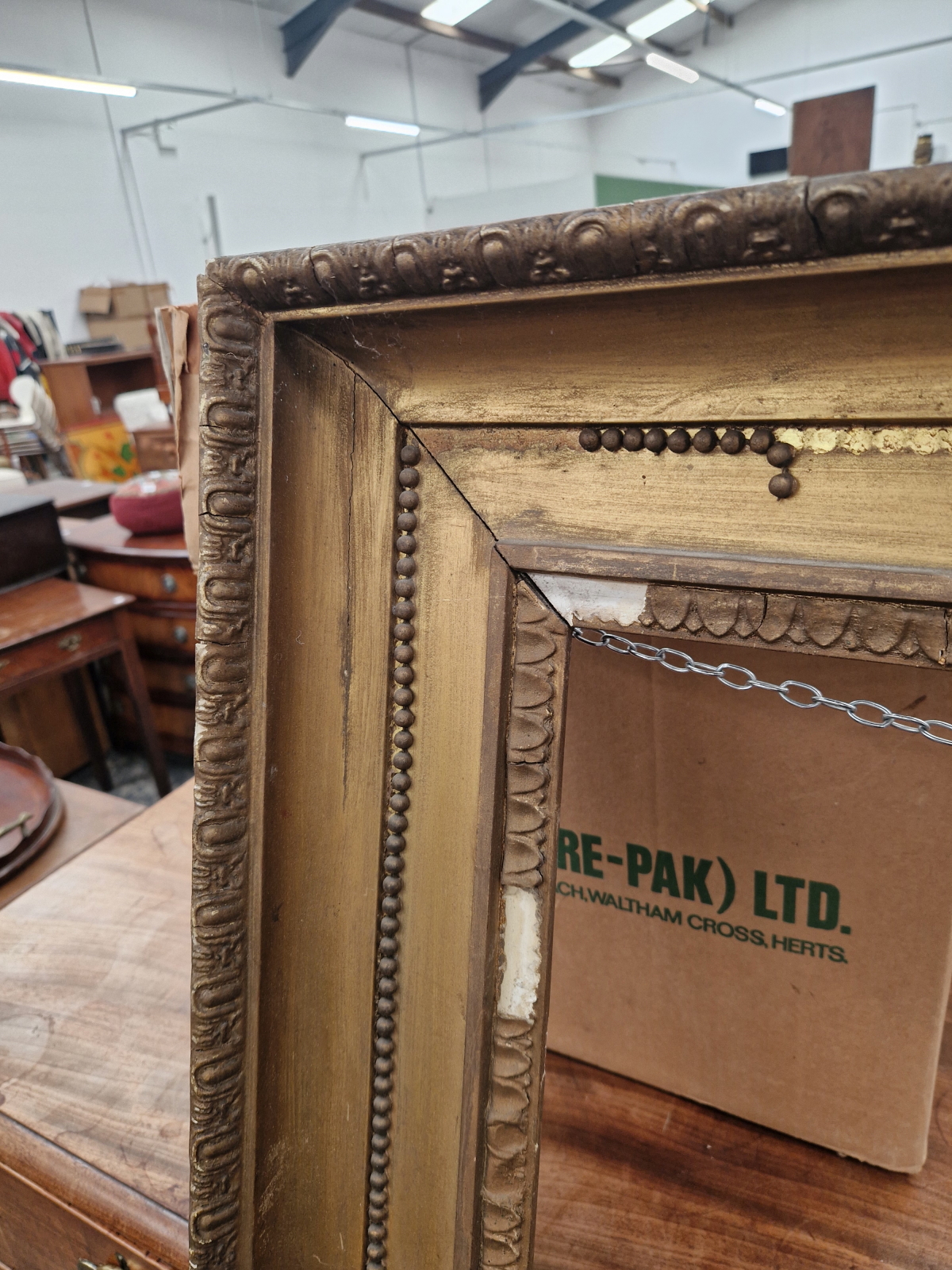 A GILT PICTURE FRAME TO TAKE A PICTURE. 128 x 202cms. - Image 3 of 4