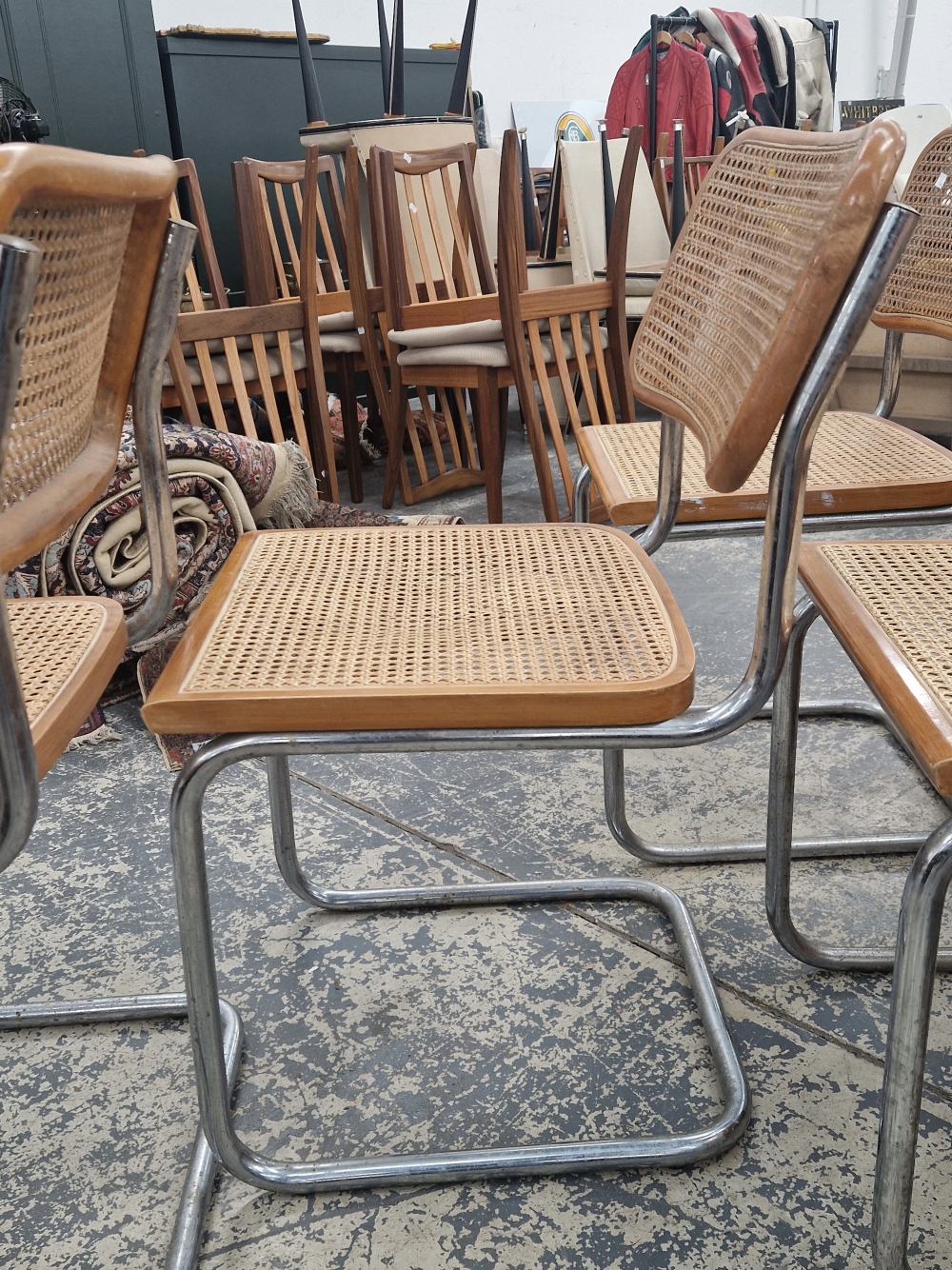 A SET OF SIX VINTAGE HABITAT CESCA CHAIRS WITH CHROME FRAMES AND CANED SEATS AND BACKS. - Image 5 of 5